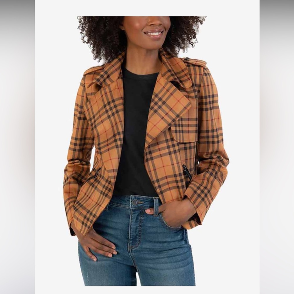 NWT Kut From The Kloth Jacee Draped Moto Jacket in Whiskey Size Small